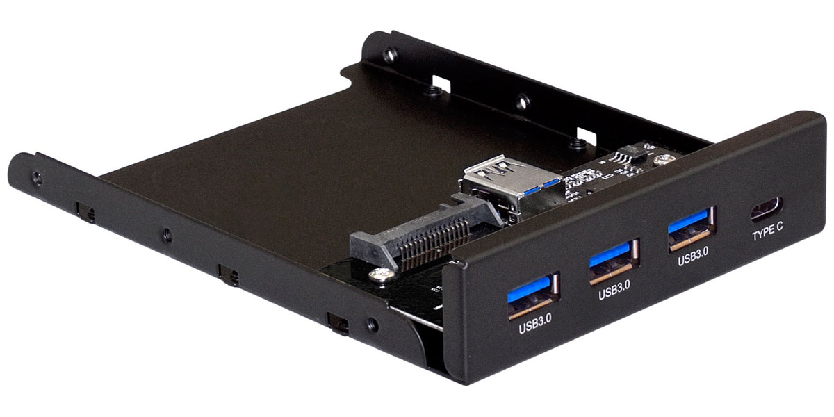 Изображение товара Планка USB на переднюю панель ExeGate U3H-623 3.5 черная с разъемами SATA USB-C USB 3.0