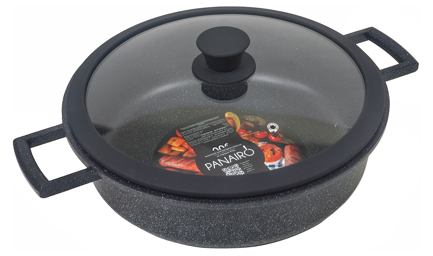 Изображение товара Сотейник/жаровня Panairo Harfe Black, 28 см, с крышкой (HA-SOT-28-AL-K.sil)