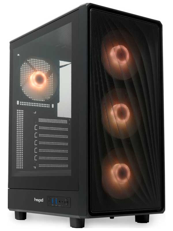 Изображение товара Компьютерный корпус HSPD M510 (M510-TGBK-ARGB) с ARGB подсветкой и стеклянной боковой панелью