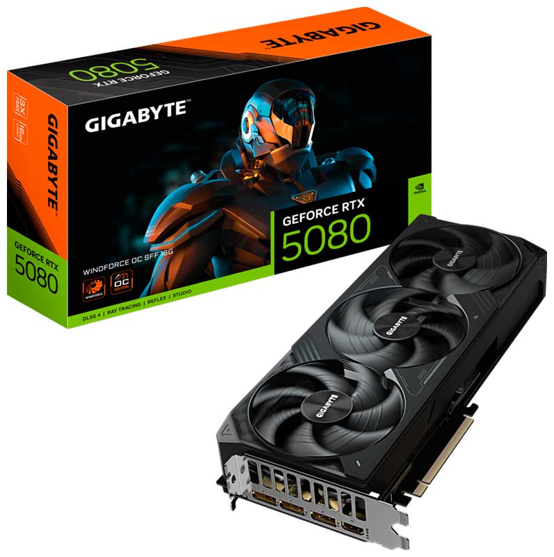 Изображение товара Видеокарта Gigabyte GeForce RTX 5080 WINDFORCE OC SFF 16G (GV-N5080WF3OC-16GD)