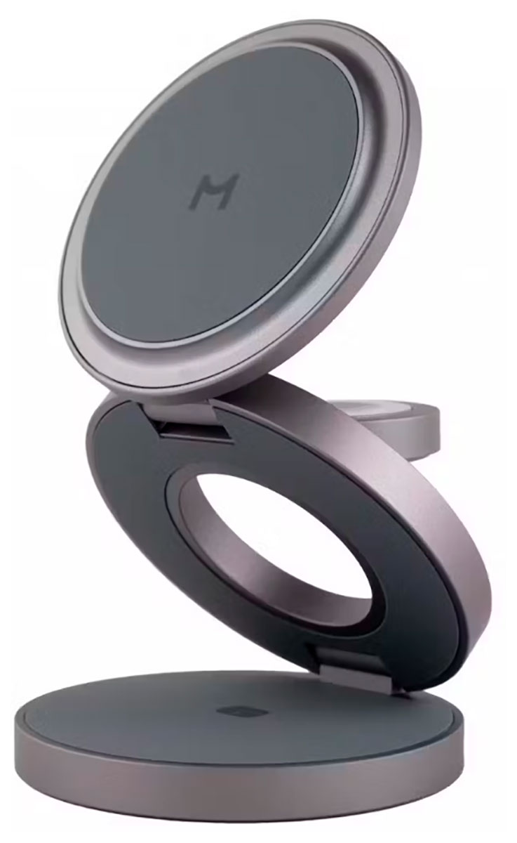 Изображение товара Магссори Диск Signature Edition 3 в 1 беспроводное зарядное устройство для Apple с магнитами и MagS