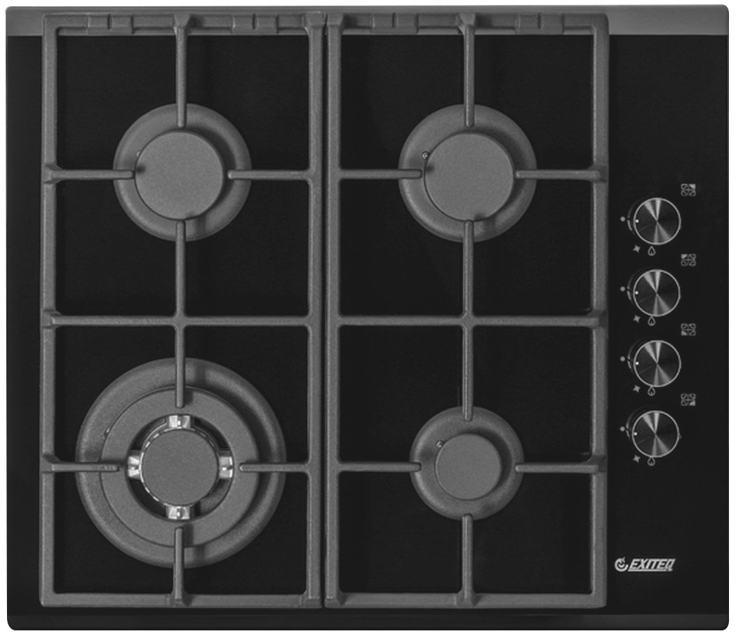 

Газовая варочная панель Exiteq PL 640 STG-E/A, Черный