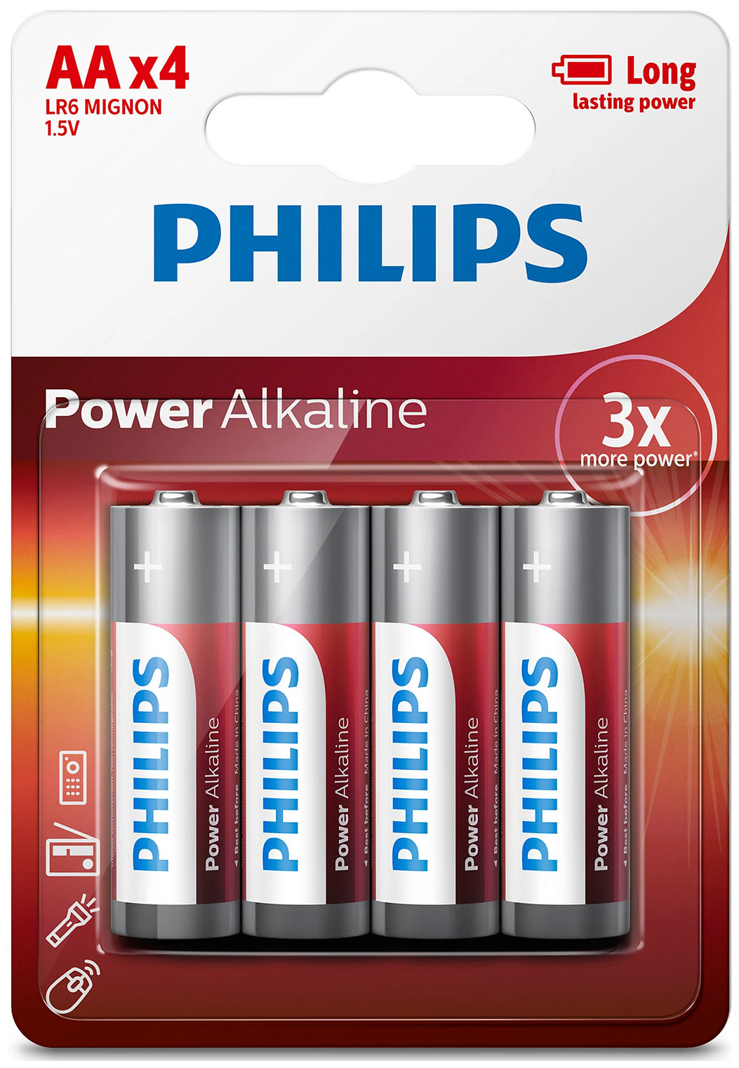 Изображение товара Батарейка Philips Power Alkaline, щелочная, 4АА, в блистере (LR6P4B/97)