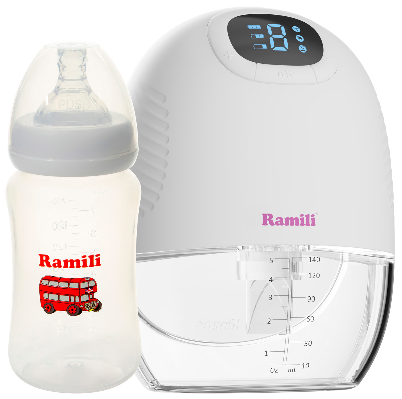 Четырехфазный бионический молокоотсос Ramili SE300, с бутылочкой 240 мл (SE300240ML)
