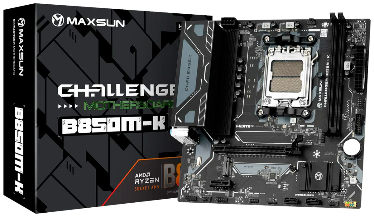 

Материнская плата Maxsun MS-Challenger B850M-K (AM5, mATX), Черный