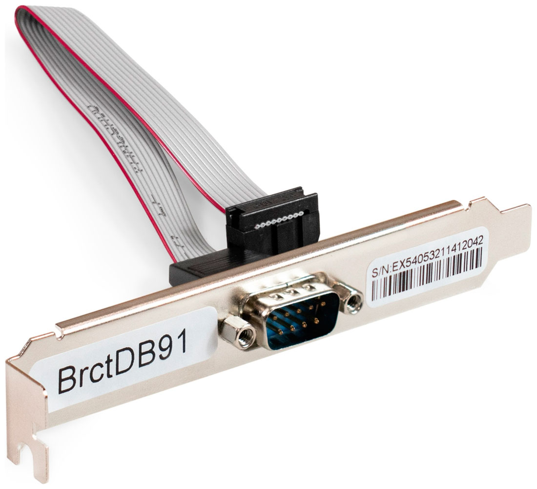 Изображение товара Планка портов в корпус 1x COM ExeGate BrctDB91, Com 10-pin (F) -- RS232 DB9 Male кабель (20см) EX298291RUS