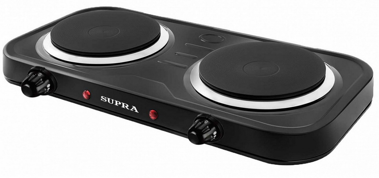 Изображение товара Настольная плита Supra HS-292 2 электрические конфорки, механика, эмаль, Китай