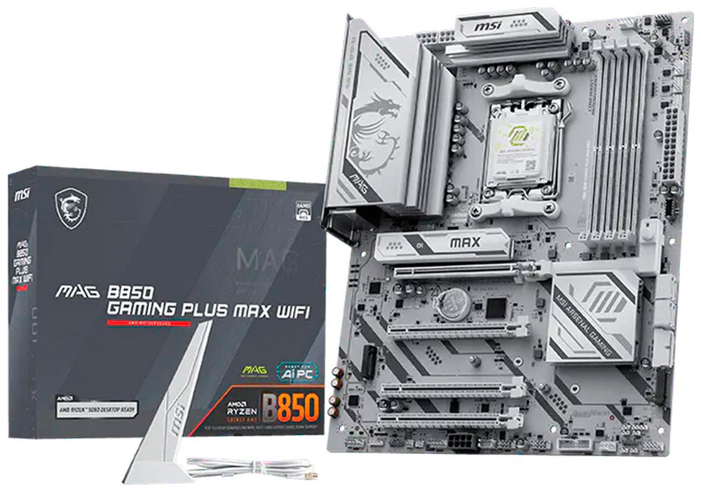 

Материнская плата MSI MAG B850 GAMING PLUS MAX WIFI (AM5, ATX), Белый