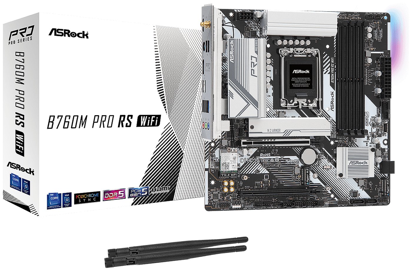 Изображение товара Материнская плата ASRock B760M PRO RS WIFI – DDR5, Wi-Fi, Micro-ATX
