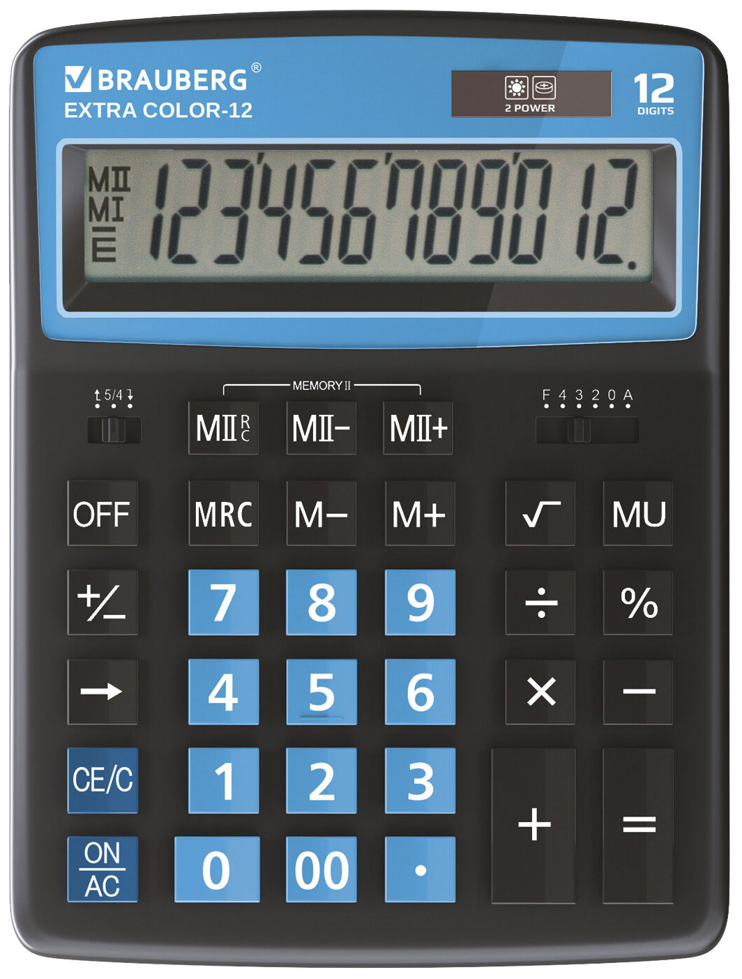 Изображение товара Настольный калькулятор BRAUBERG EXTRA COLOR-12-BKBU 12-разрядный для бухгалтеров