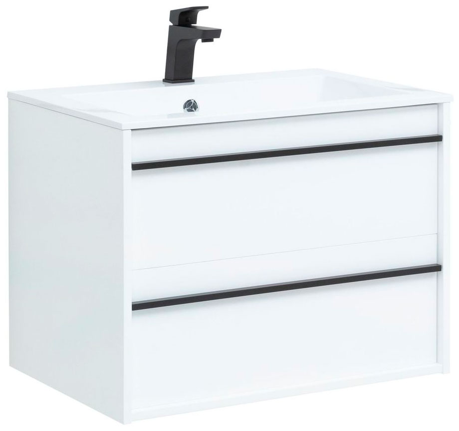 Изображение товара Тумба под раковину Aquanet Lino 70 белый матовый с двумя ящиками