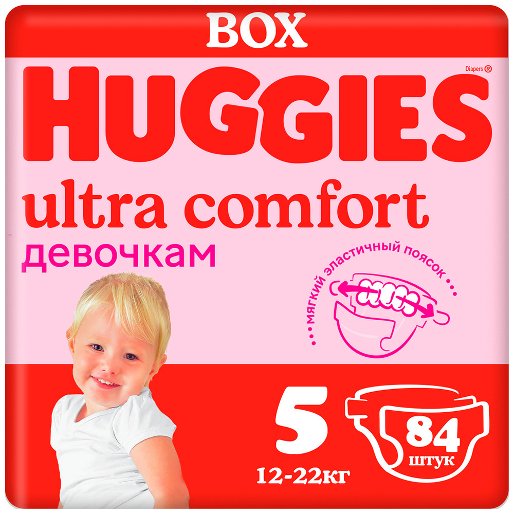 Подгузники Huggies Ultra Comfort для девочек, 5, 12-22 кг, 84 шт. Подгузники Huggies Ultra Comfort для девочек, 5, 12-22 кг, 84 шт.