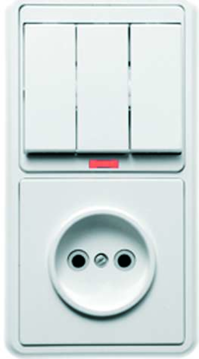 Изображение товара Блоки комбинированные Кунцево-Электро Блок БКВР-212 Бэлла (3-кл. выкл. с инд. + розетка) бел. Кунцево