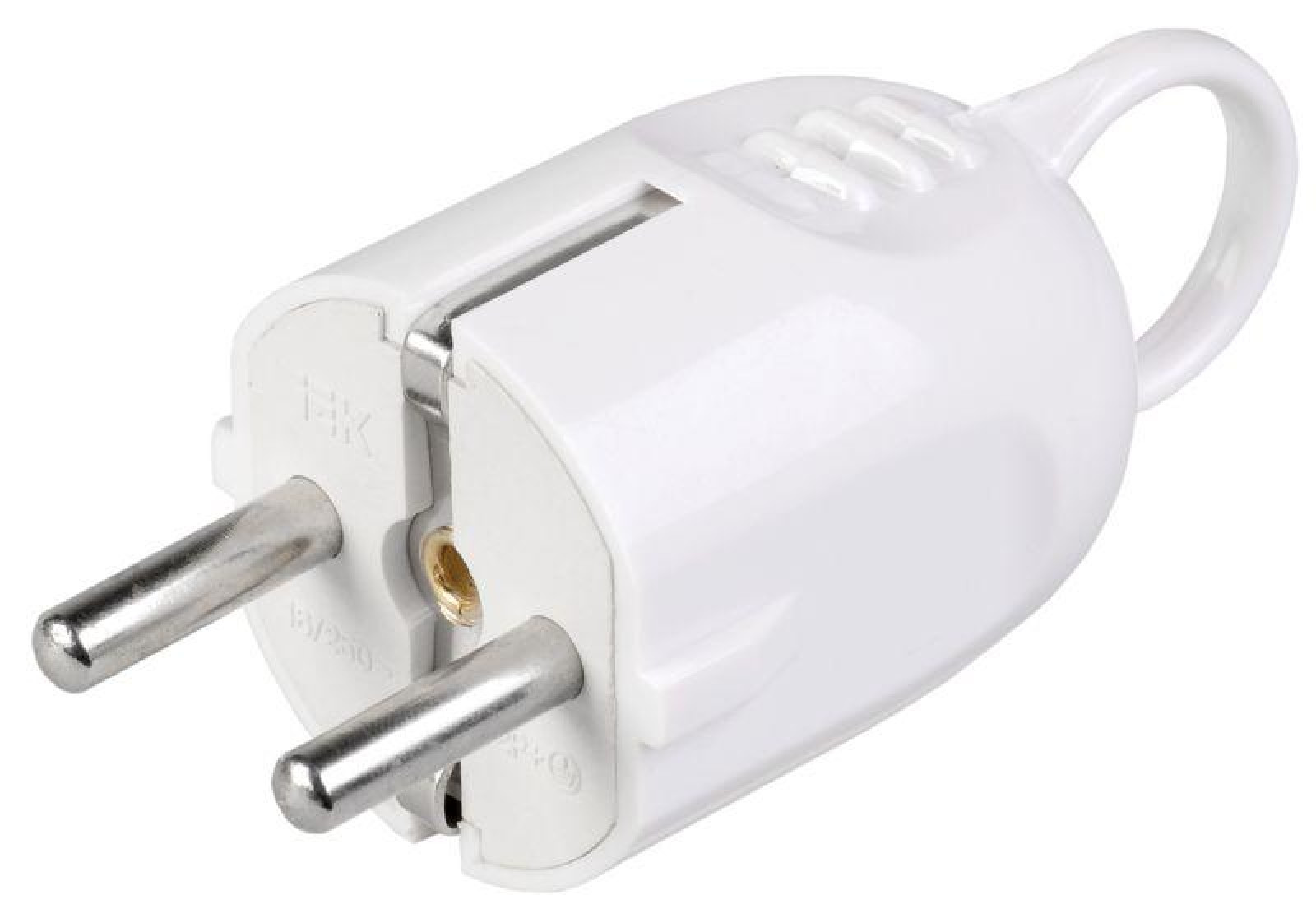 Изображение товара Вилка угловая IEK ВПу12-01-Ст разборная с заземлителем 16А белая