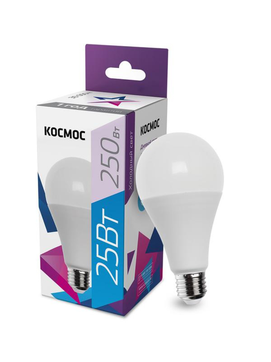 Изображение товара Светодиодная лампа Космос A65 E27 25 Вт 6500K IP20