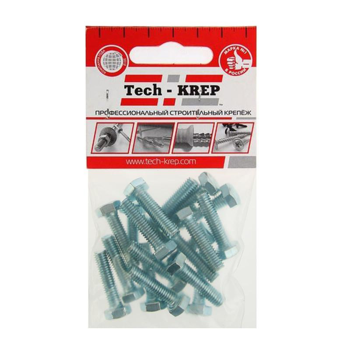 Изображение товара Болт с шестигранной головкой М6х25 DIN 933 класс 8.8 оцинкованный Tech-KREP