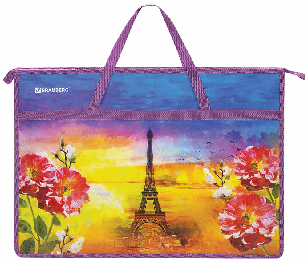 Изображение товара Папка для рисунков и чертежей с ручками Brauberg А3 пластик молния сверху 270147