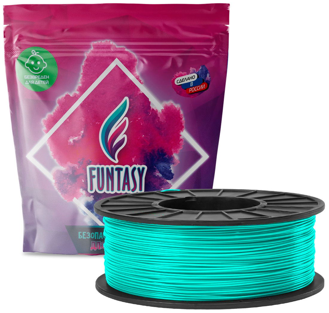 Пластик в катушке Funtasy PLA, 1.75 мм, 1 кг, бирюзовый pla нить sunlu разноцветная радужная 1 75 мм 1 кг для 3d принтера