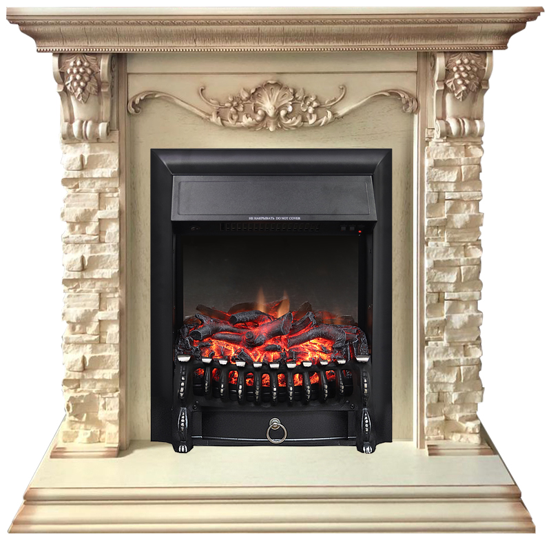 

Каминокомплект Royal Flame Adriana сланец белый с очагом Fobos BL сл.кость 222269700458411, Белый камень