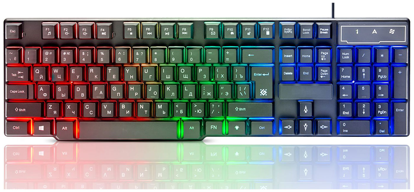 Изображение товара Проводная игровая клавиатура Defender Mayhem GK-360DL RU,RGB подсветка,19 Anti-Ghost (45360) Изображение товара Проводная игровая клавиатура Defender Mayhem GK-360DL RU,RGB подсветка,19 Anti-Ghost (45360)