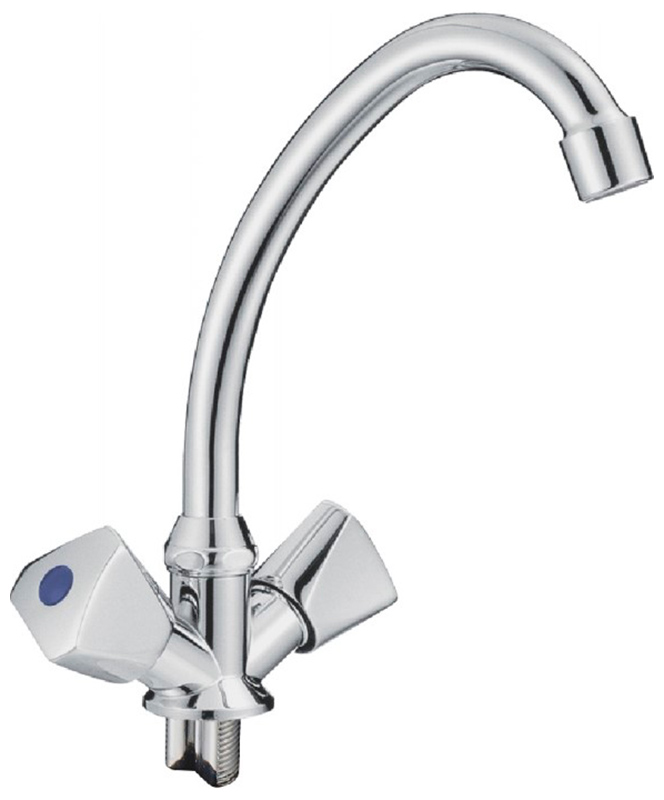 Изображение товара Кухонный смеситель Cron хром CN4011-2 двухвентильный с поворотным изливом и аэратором