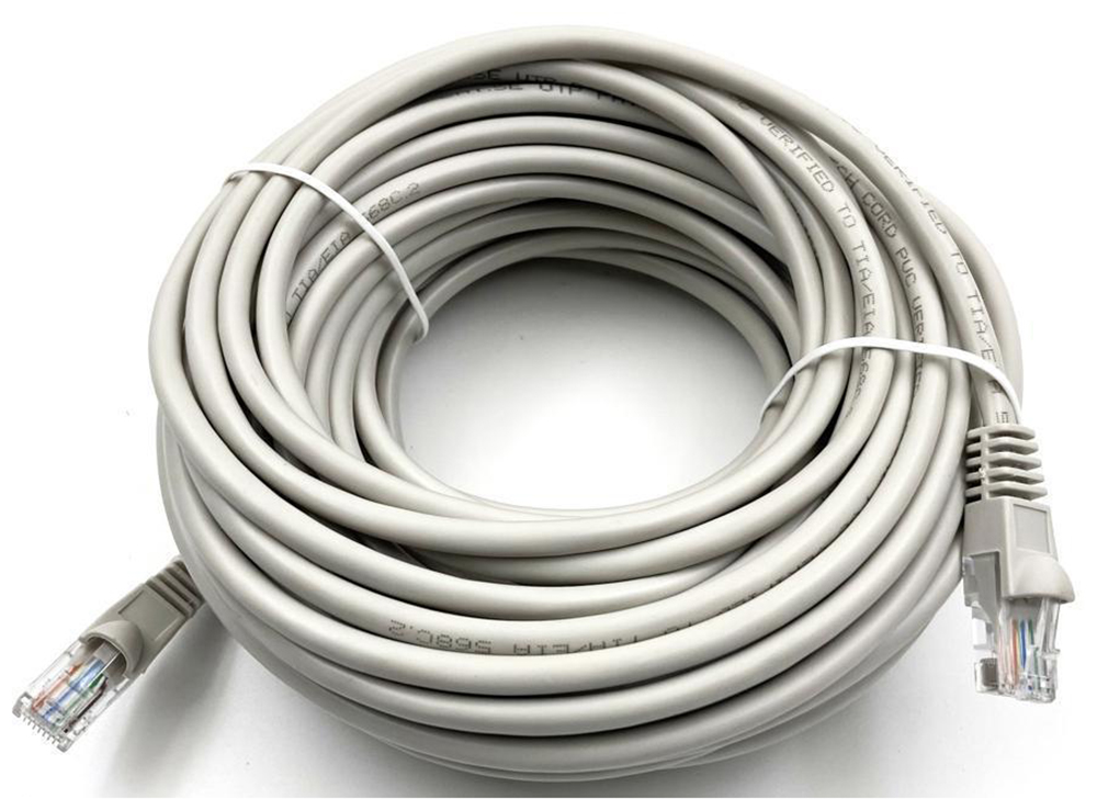 Изображение товара Патч-корд Buro UTP-5E-20M-G 20 метров серый RJ-45 - RJ-45 сетевой кабель