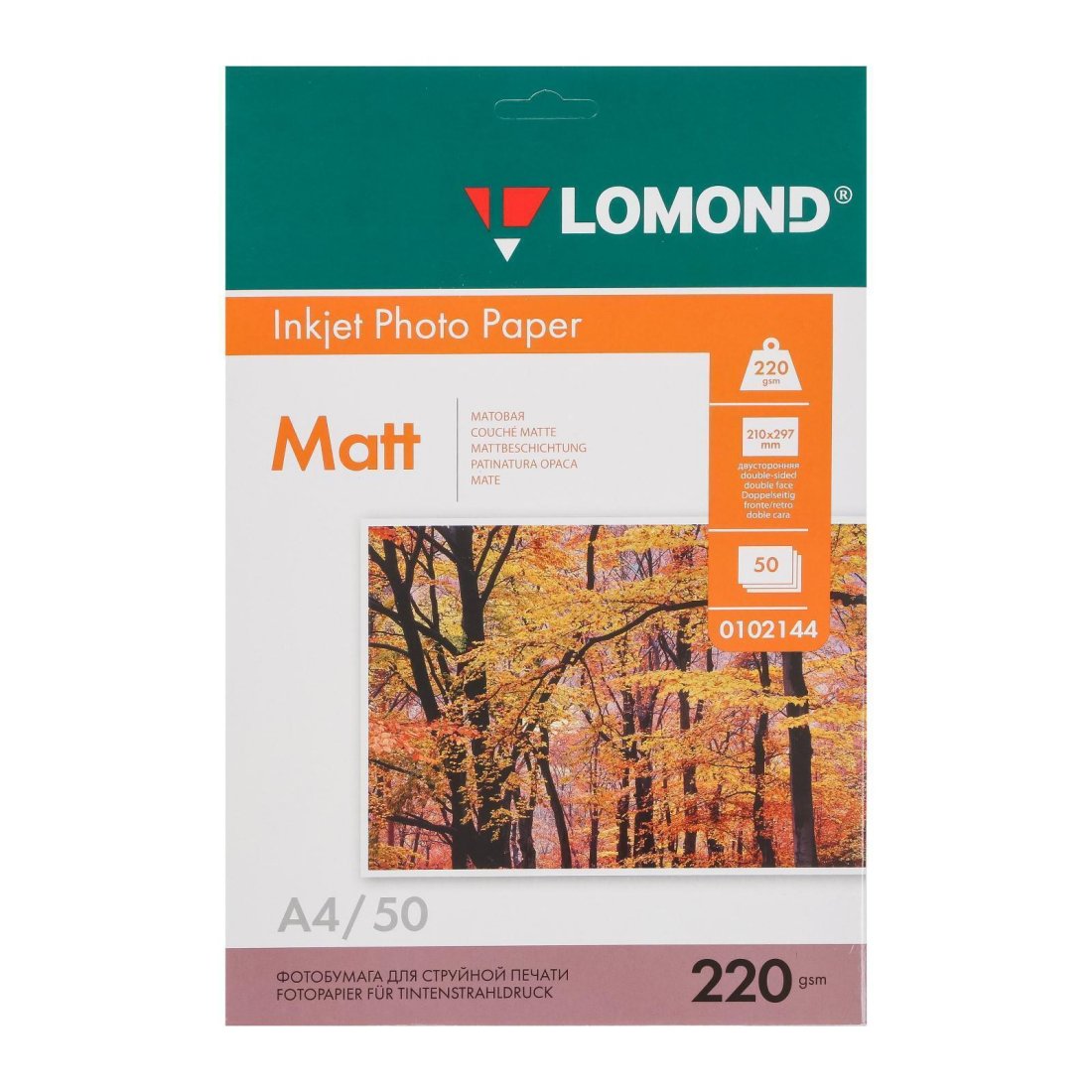 Изображение товара Фотобумага Lomond A4 220г/м2 50л матовая для струйной печати