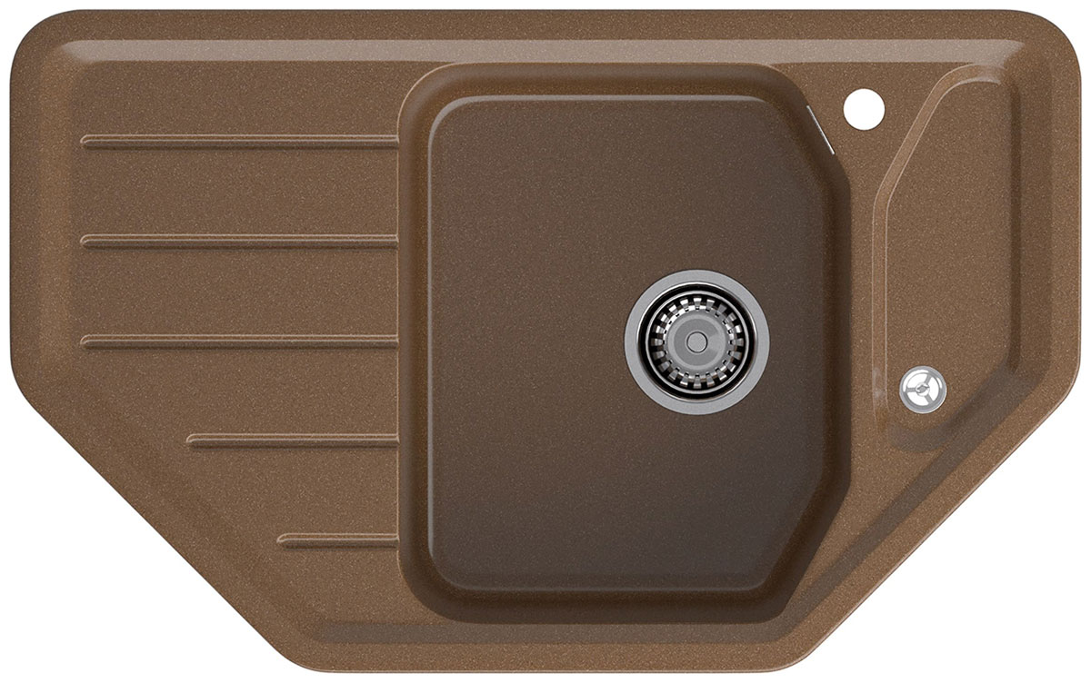 Изображение товара Кухонная мойка GranFest CORNER 800E угловая из мрамора 80х50 см терракот