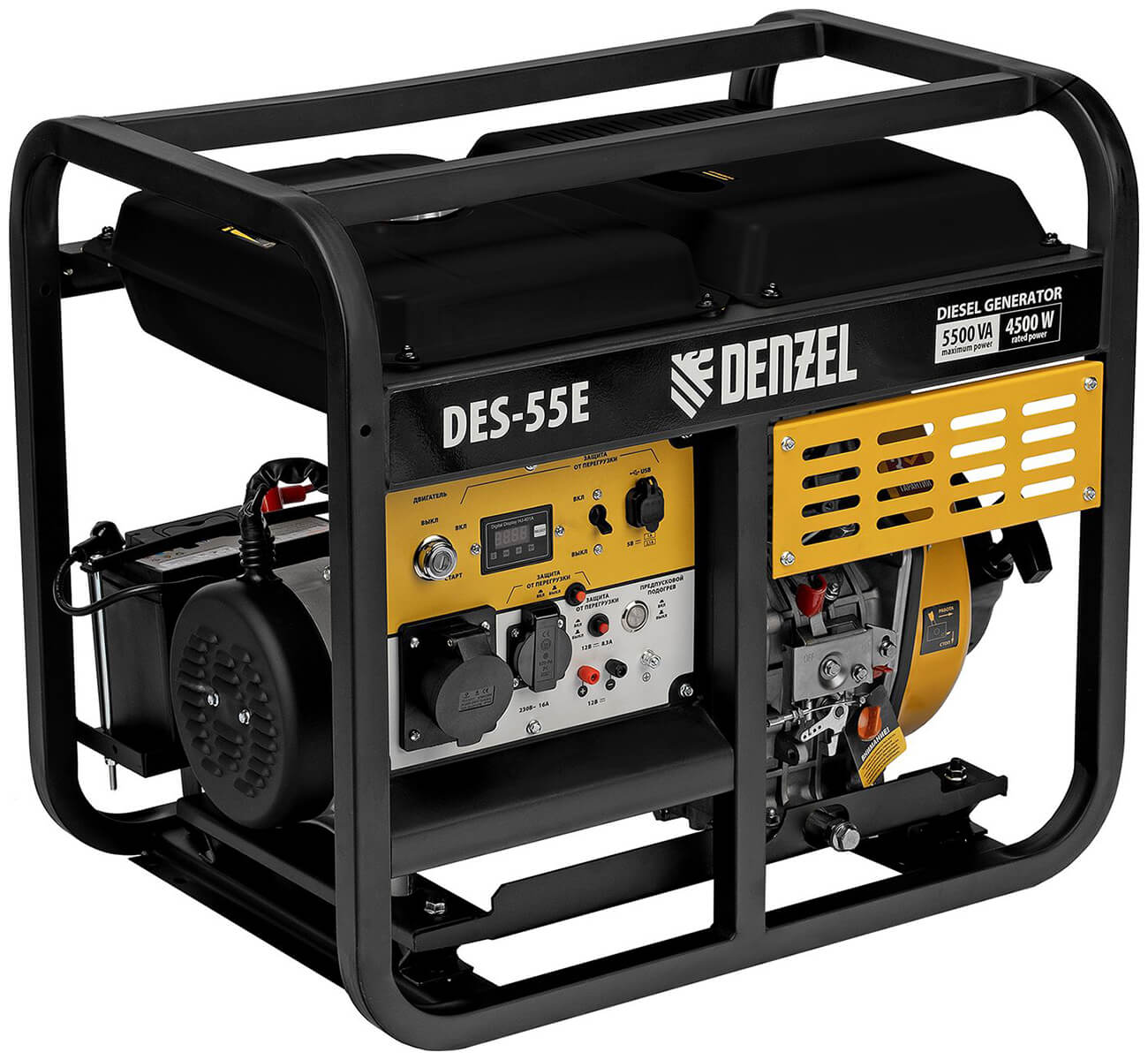 Изображение товара Дизельный генератор Denzel DES-55E 5.5 кВт, 230 В, электростартер, IP23