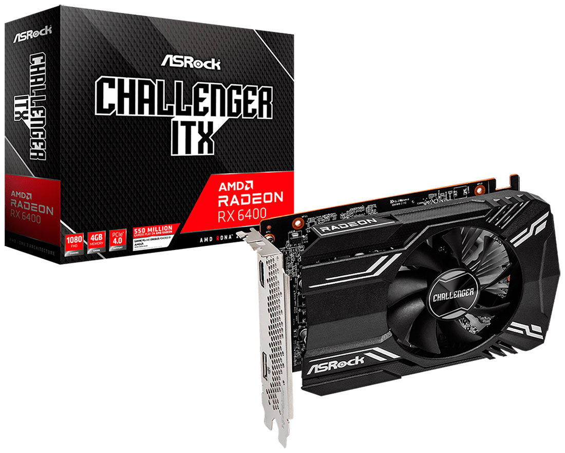 Изображение товара Видеокарта Asrock Radeon RX 6400 Challenger ITX 4GB PCI Express 4.0