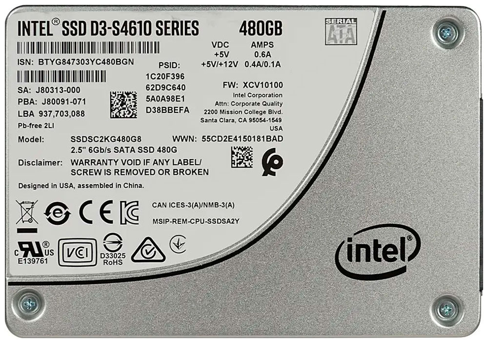 Изображение товара Серверный накопитель Intel 2.5 D3-S4610 480 Гб SATA III (SSDSC2KG480G801) Изображение товара Серверный накопитель Intel 2.5 D3-S4610 480 Гб SATA III (SSDSC2KG480G801)