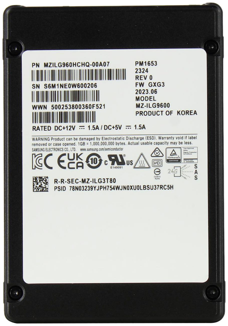 Изображение товара Серверный накопитель SSD Samsung 2.5 PM1653 960 Гб SAS TLC (MZILG960HCHQ-00A07) Изображение товара Серверный накопитель SSD Samsung 2.5 PM1653 960 Гб SAS TLC (MZILG960HCHQ-00A07)