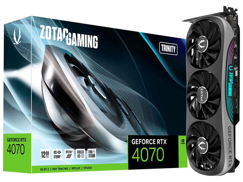 Видеокарта Zotac GeForce RTX 4070 Trinity 12GB (ZT-D40700D-10P) Видеокарта Zotac GeForce RTX 4070 Trinity 12GB (ZT-D40700D-10P)