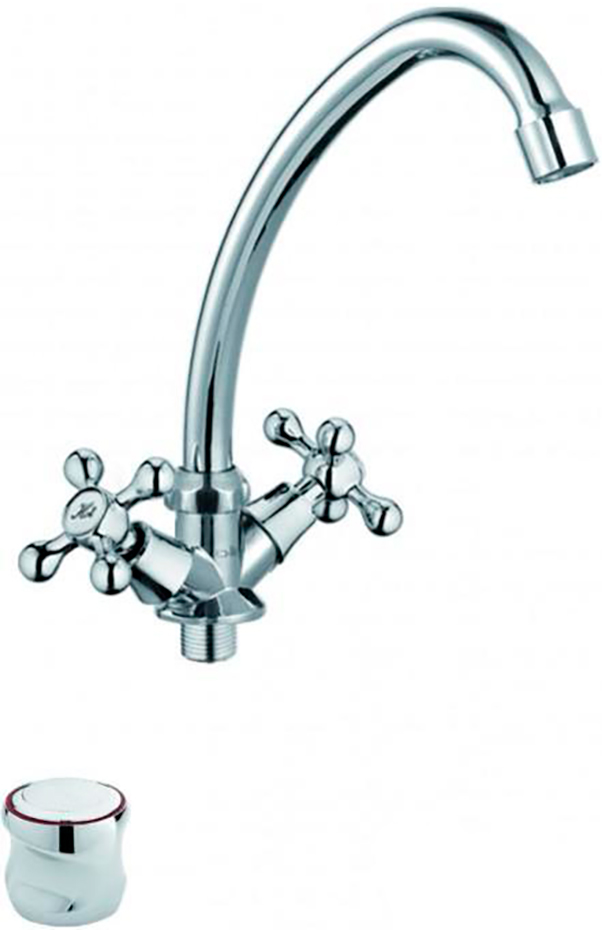 Изображение товара Кухонный смеситель D-Lin хром двухвентильный, поворотный, латунь, 228 мм