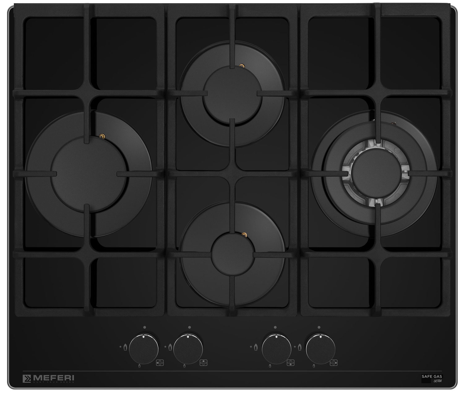 

Газовая варочная панель Meferi MGH604BK GLASS ULTRA, Черный