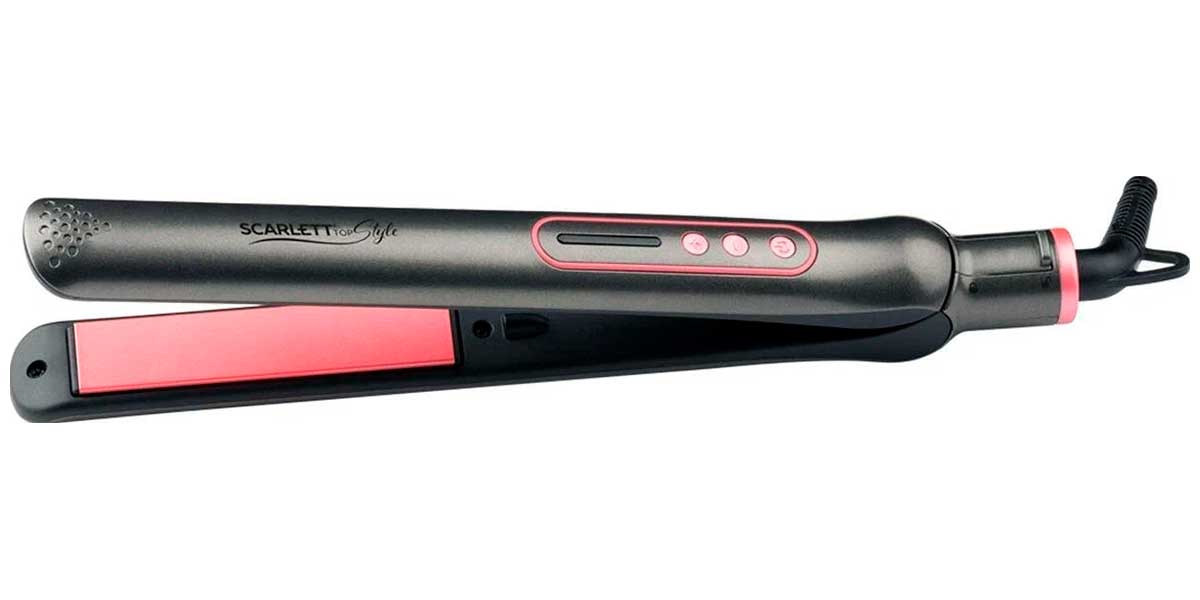 Щипцы для выпрямления волос  Scarlett SC-HS60T25, 42Вт, серый/розовый