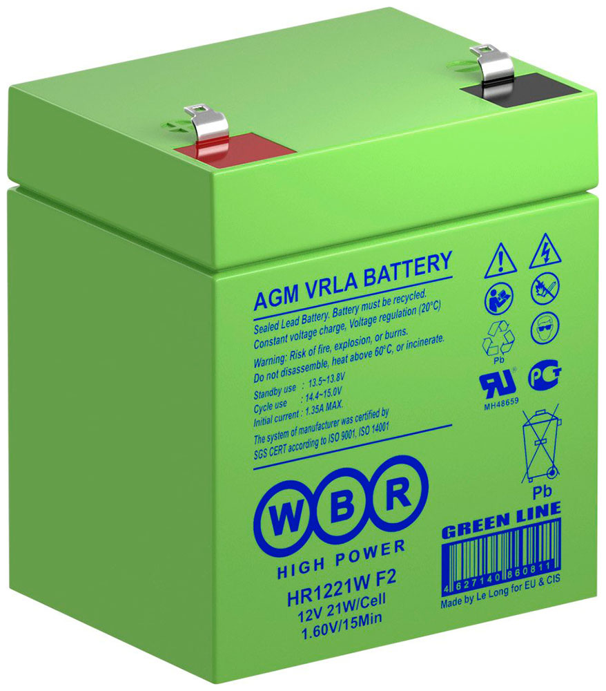 Изображение товара Аккумуляторная батарея для ИБП WBR HR1221W F2 (12В, 5.6Ач)