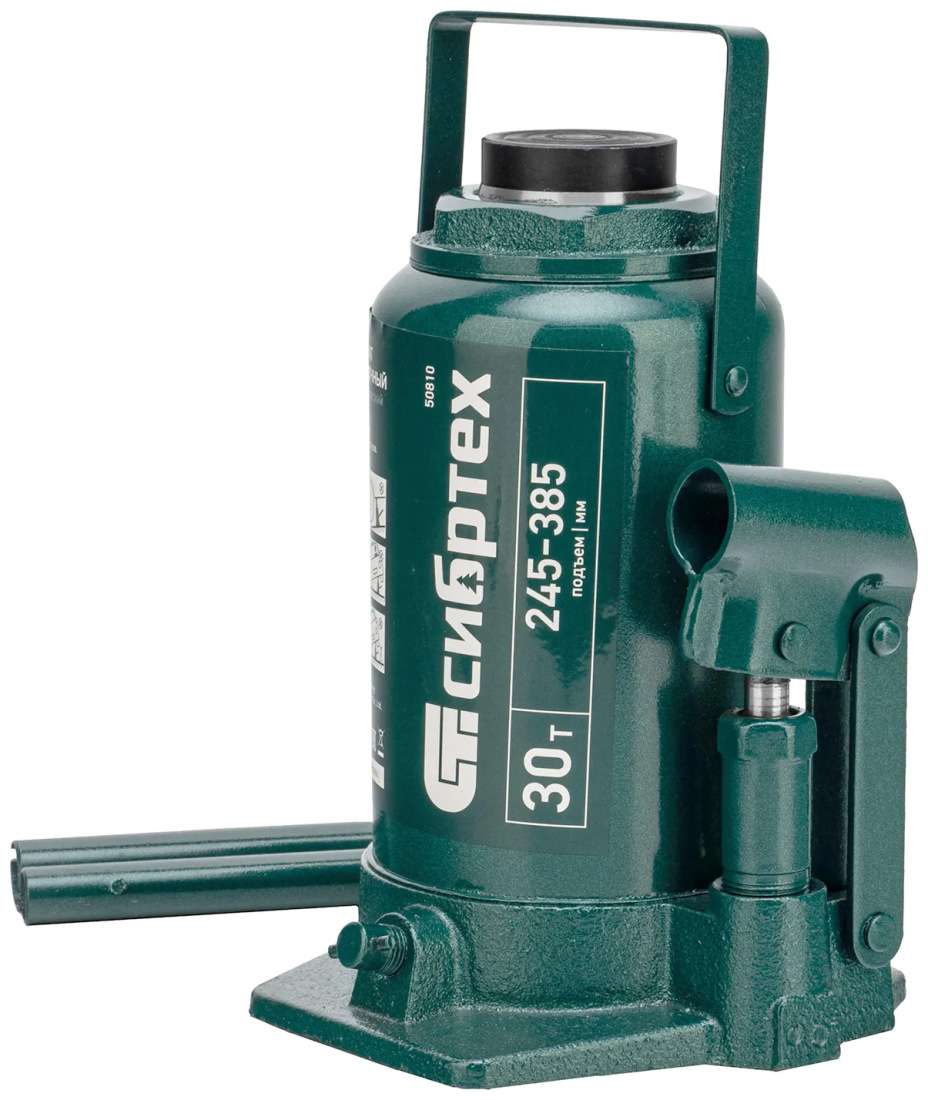 Изображение товара Домкрат гидравлический бутылочный Сибртех 30 т, 245-385 мм, (50810)