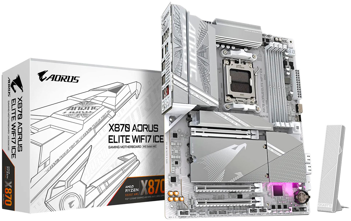 Изображение товара Материнская плата Gigabyte X870 A ELITE WF7 ICE (AM5, ATX)
