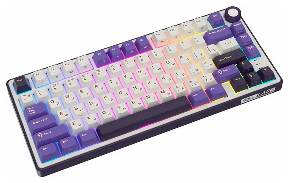 

Клавиатура механическая Royal Kludge R75 Blackberry (switch K silver) (6935280824722), Фиолетовый/белый