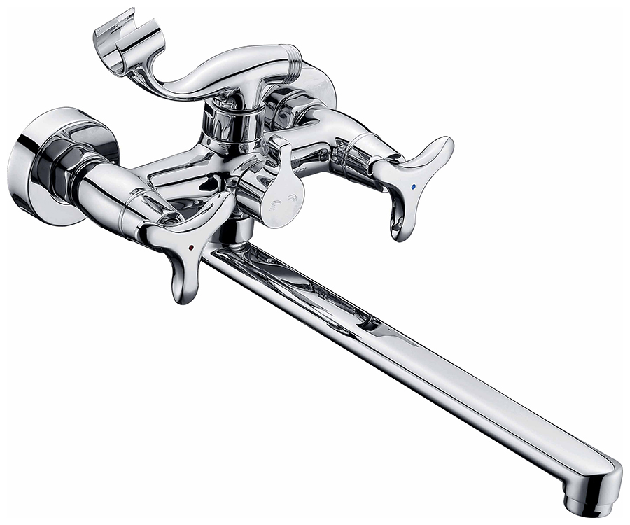 Изображение товара Смеситель для ванной Kaiser Trio хромированный с душевым гарнитуром