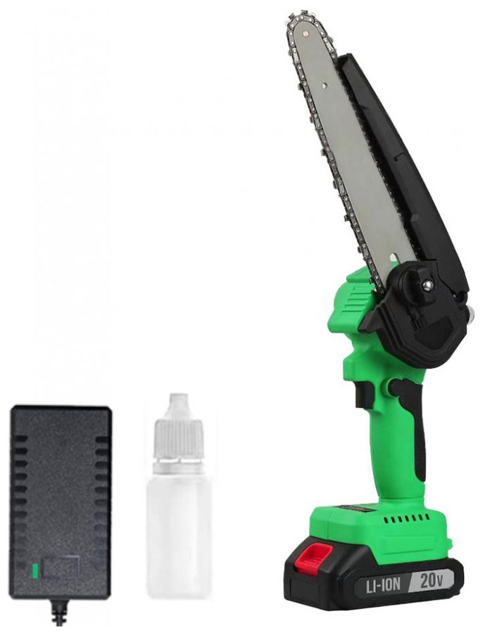 Изображение товара Пила цепная аккумуляторная бесщеточная Zitrek GreenSaw 20V, (20 В, 4.0 Ач, Li-ion аккум. 1 шт, ЗУ) черно-зеленый