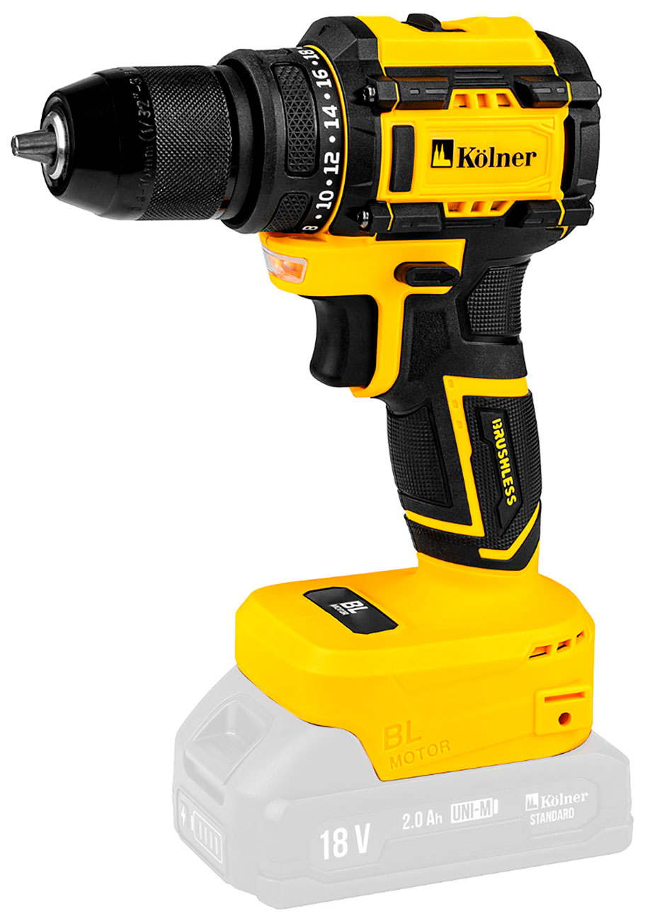 Изображение товара Аккумуляторная дрель-шуруповёрт Kolner KDD 18BL с бесщеточным мотором 18 В