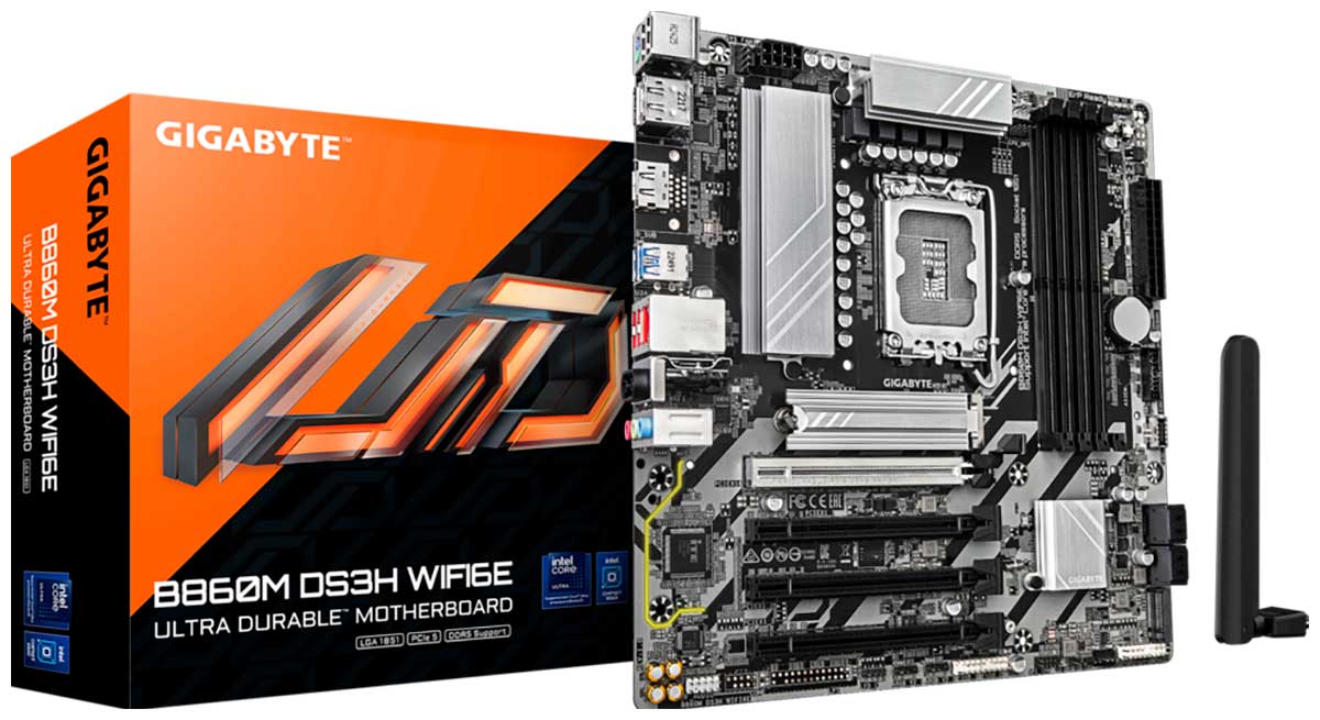 Изображение товара Материнская плата Gigabyte B860M DS3H WIFI6E LGA1851 MicroATX DDR5 PCIe 4.0