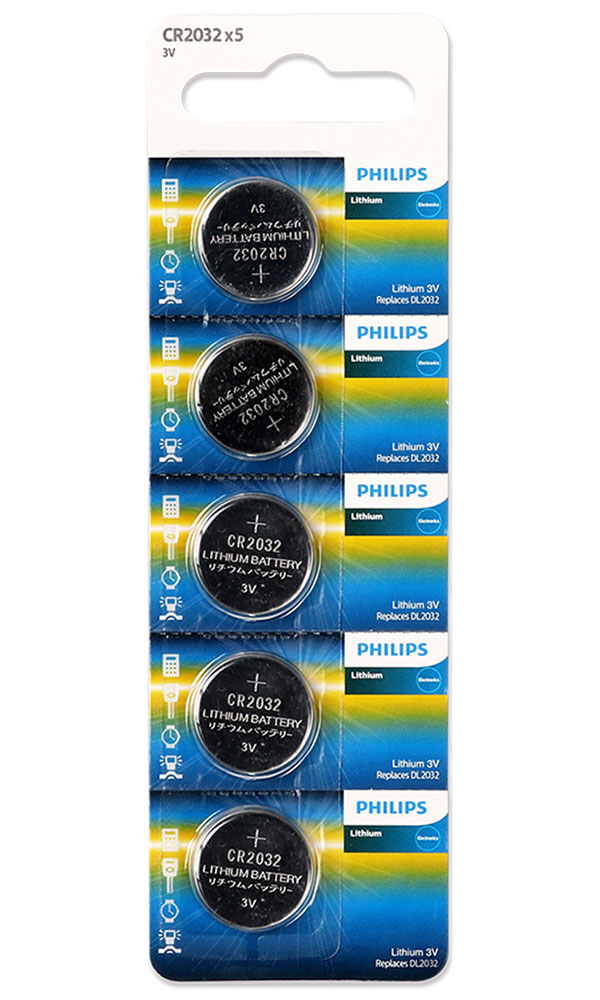 Батарейки Philips плоские, CR2032, литиевые, 5 шт., в блистере (CR2032P5B/97) Батарейки Philips плоские, CR2032, литиевые, 5 шт., в блистере (CR2032P5B/97)