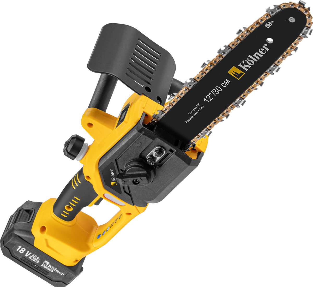 Изображение товара Цепная пила Kolner KCS 18BL-30-2K аккумуляторная 18В 30 см бесщеточный двигатель