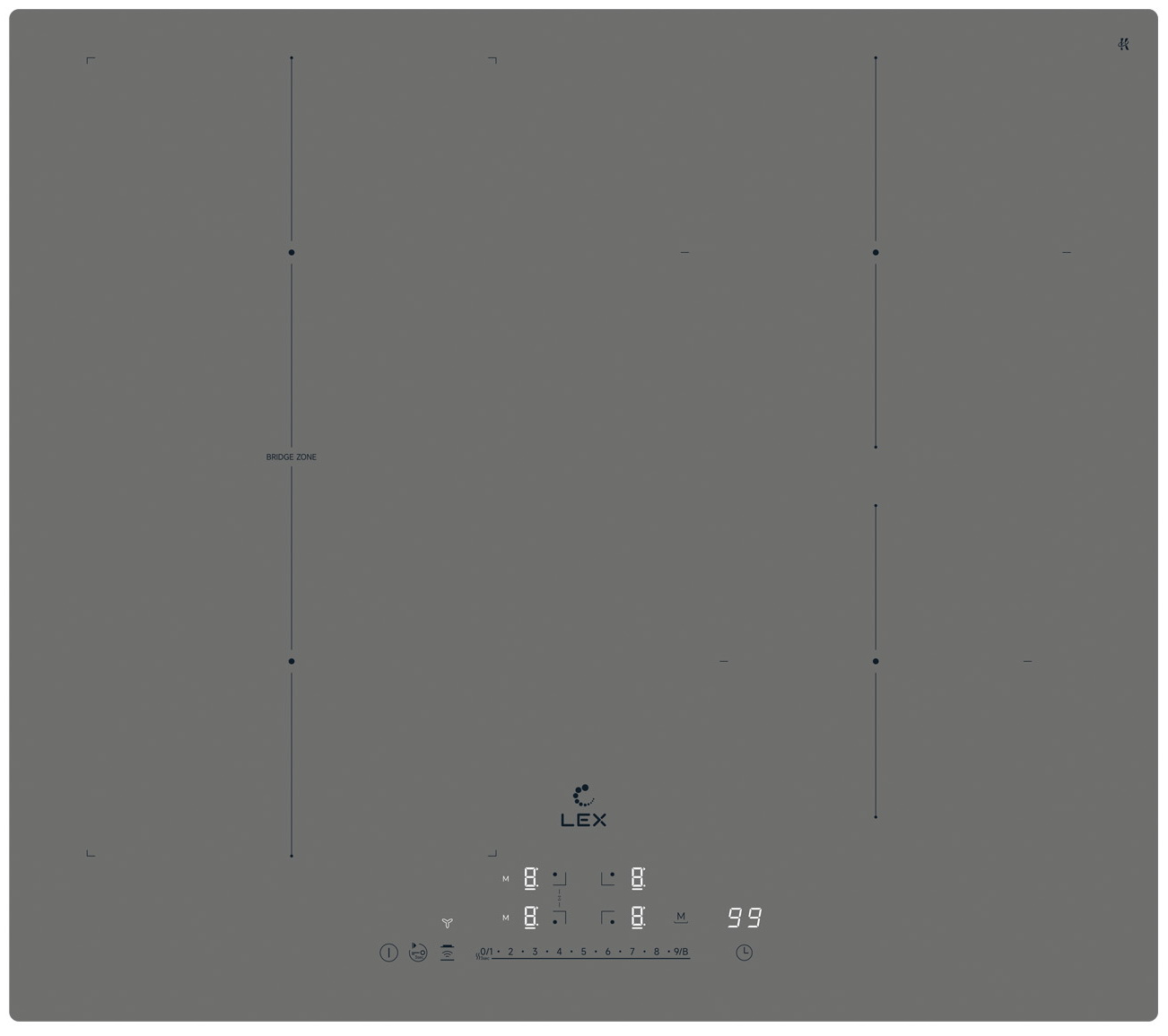 Изображение товара Электрическая индукционная варочная панель LEX EVI 641A I GR 4 конфорки сенсорное управление