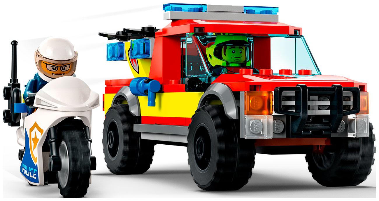 конструктор lego city fire 60319 пожарная бригада и полицейская погоня 295 дет Конструктор LEGO Lego City Fire Пожарная бригада и полицейская погоня 60319