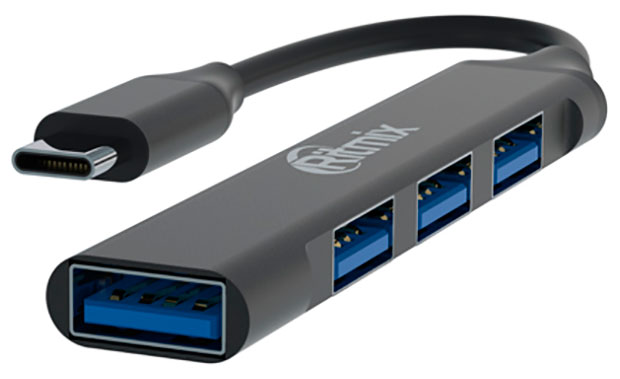 USB Hub Ritmix CR-4401 Metal usb разветвитель hub 3 0 usb type c 4 порта usb для подключения разъем кабеля type c
