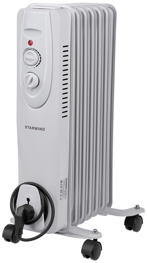 Масляный обогреватель Starwind SHV3710 1000Вт белый starwind радиатор масляный starwind shv3003 2500вт белый